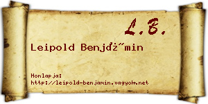 Leipold Benjámin névjegykártya